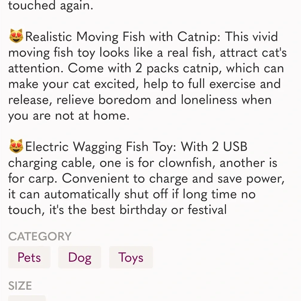 Cat Toy Flopping Fish rechargeable. Clown Fish cat toy.